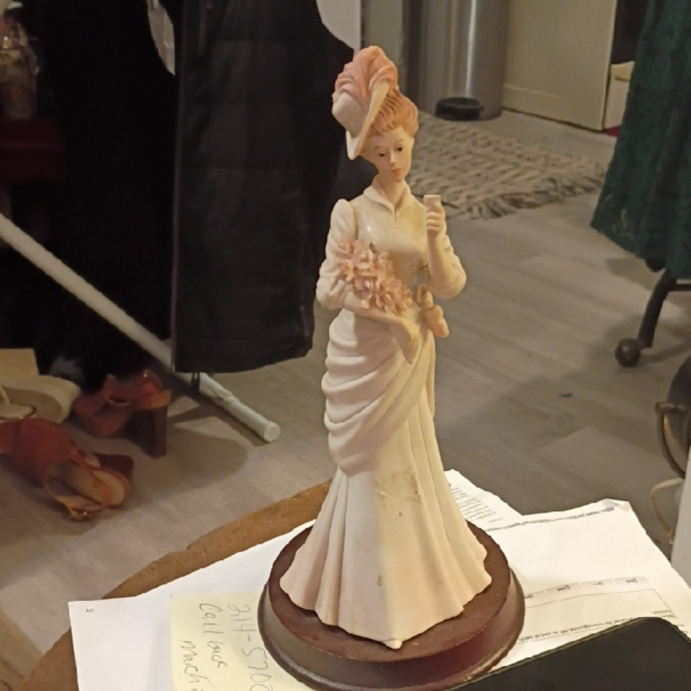 Graceful Lady Figurine in Cream and Brown
